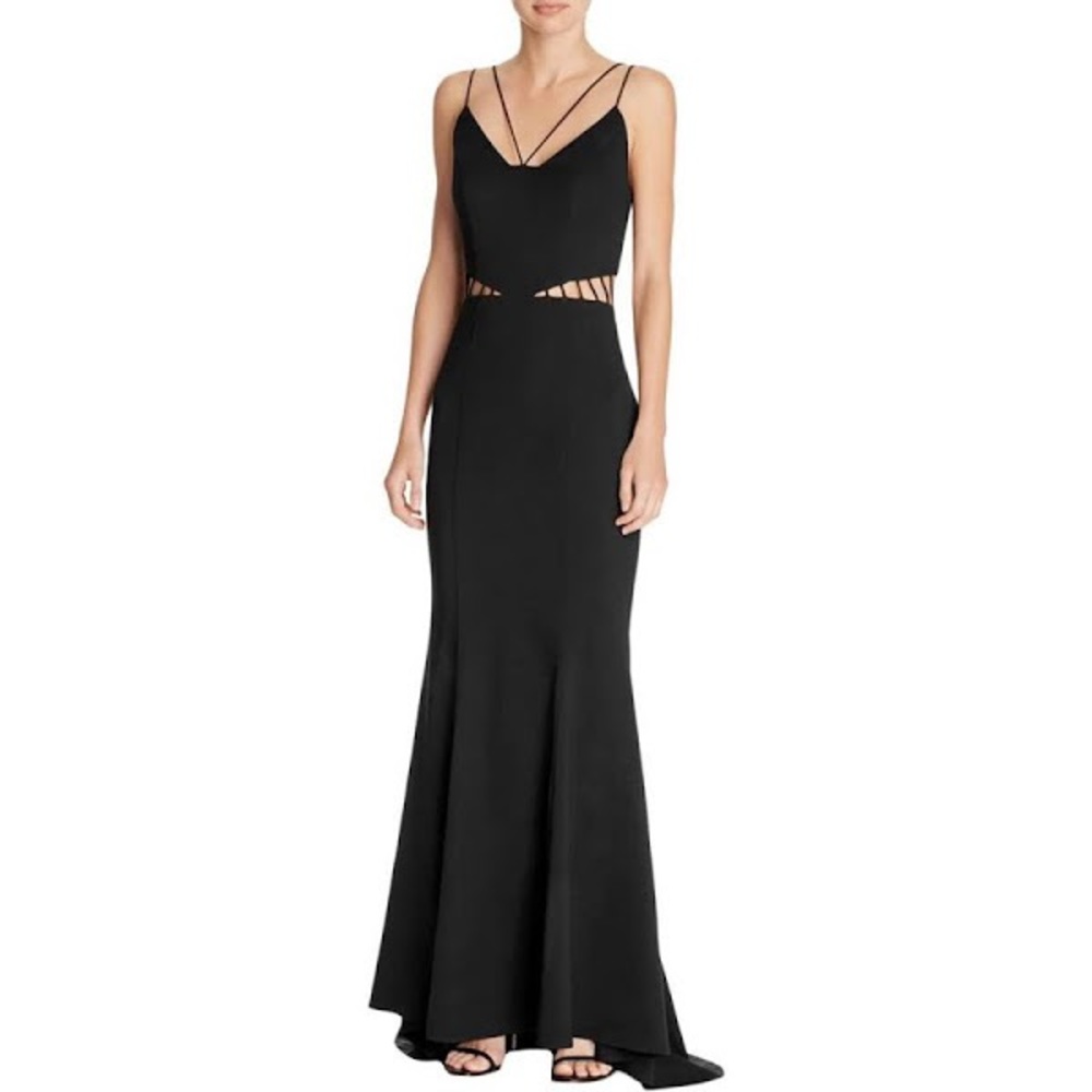 Jarlo London Black Evening Gown with Cut Outs
